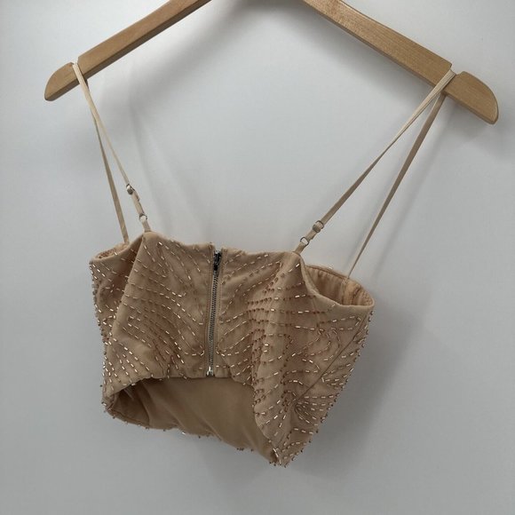 OH POLLY Beaded Crop Tank Bustier Top Size 0 - Picture 7 of 12